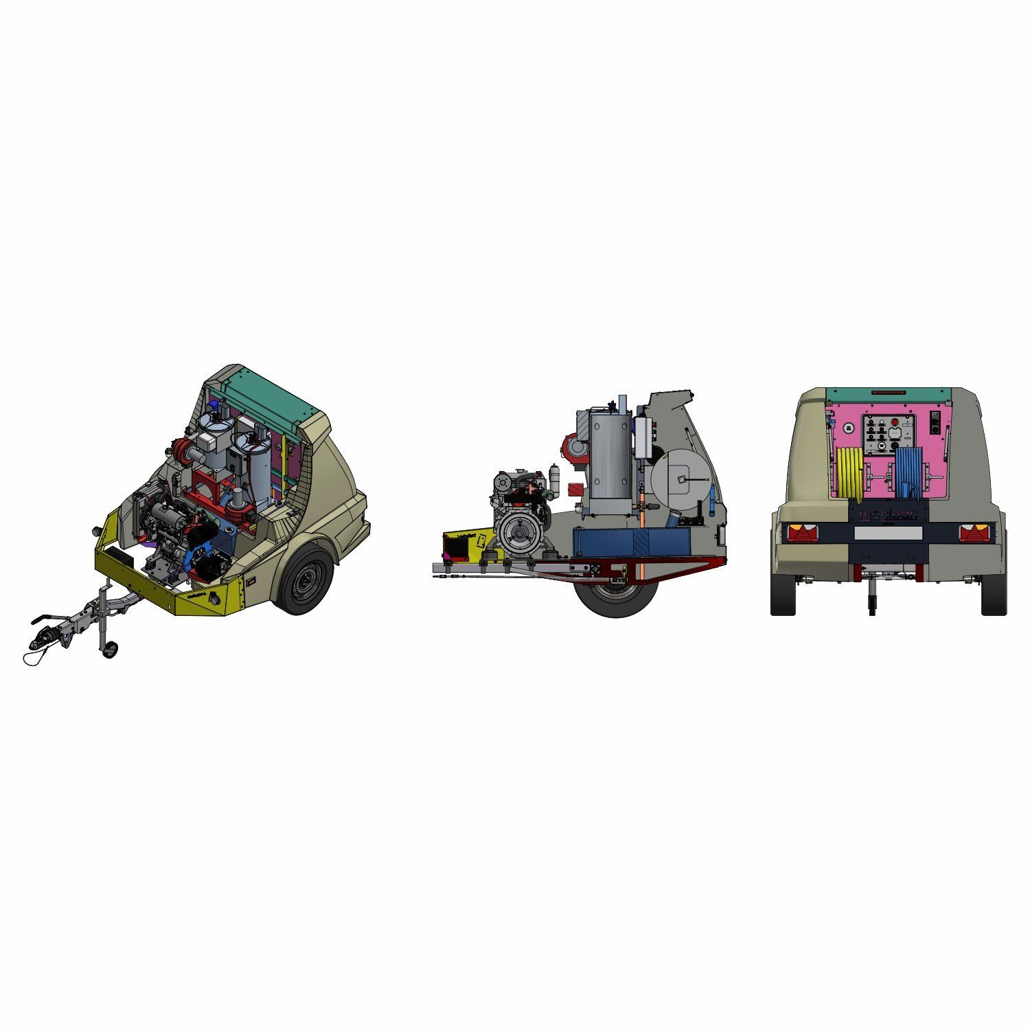 Meclean remorque haute pression Trailerjet TJL 500/15  entrainement par moteur diesel dessin