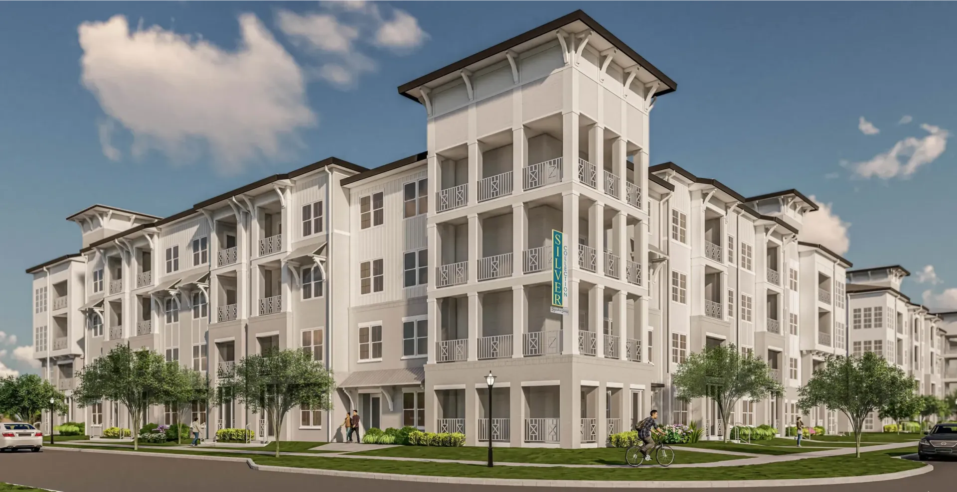 An artist 's impression of a large apartment building.