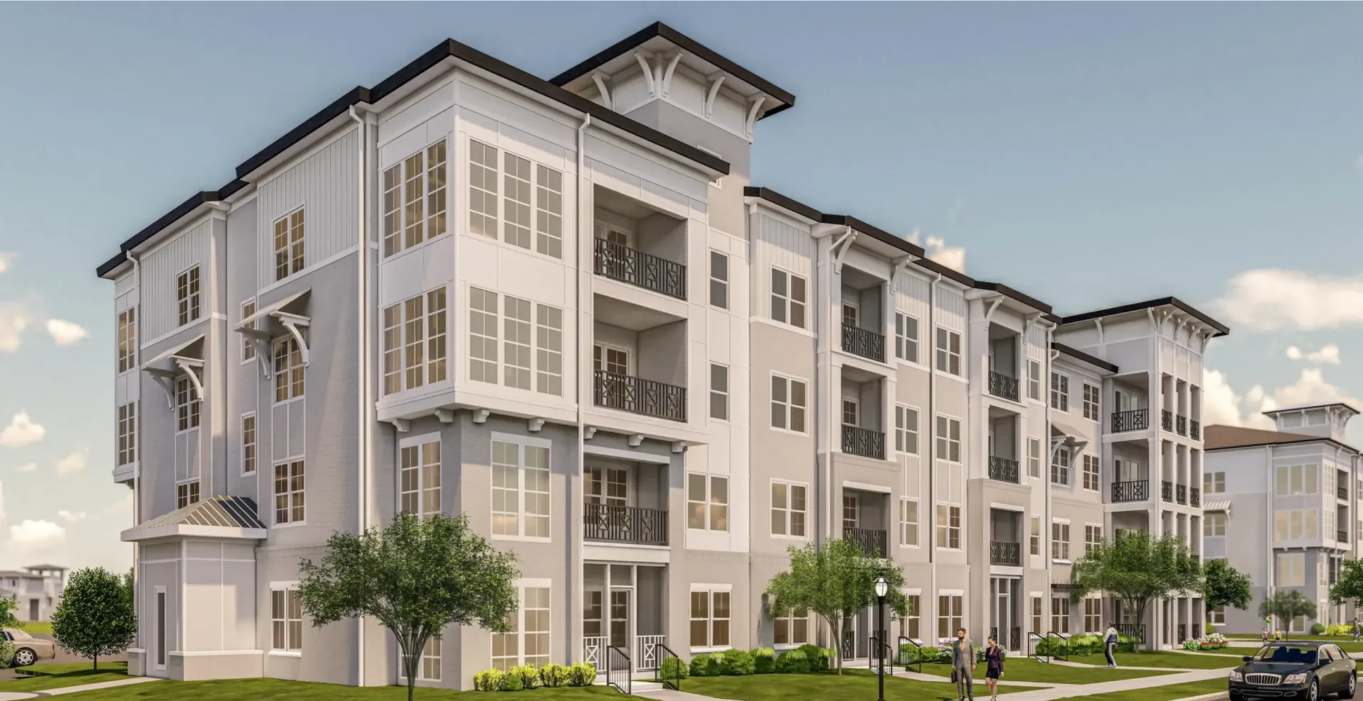 An artist 's impression of a large apartment building.