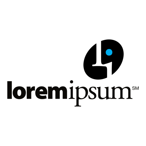 Logo: "lorem ipsum" text with a stylized coffee bean shape, blue dot, and "sm" symbol.