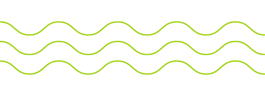 A row of green waves on a white background.