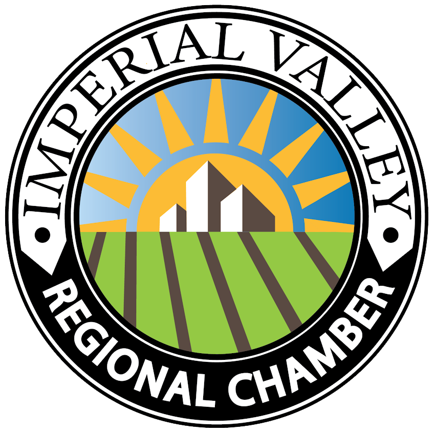 Logo of El Centro Chamber of Commerce. A smiling sun wearing glasses, cowboy hat, and red bandana.