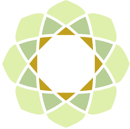 A green and yellow circle with a white center on a white background