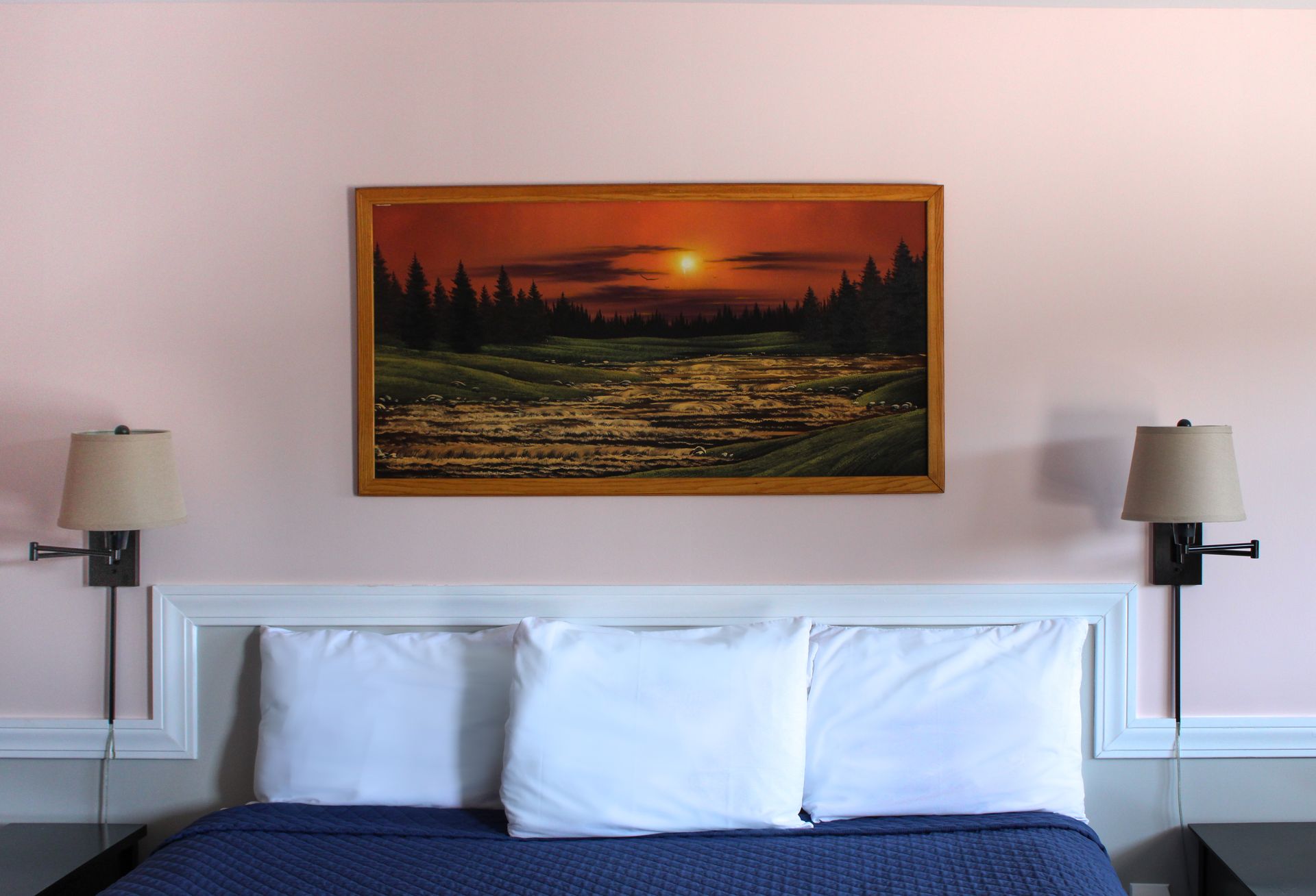 There is a large bed in the middle of the room.