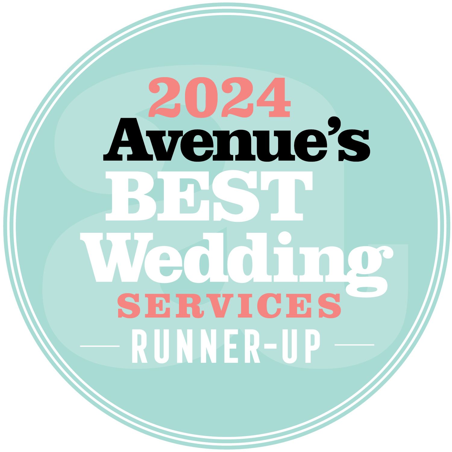 badge stating 2024 avenue's best wedding services runner up