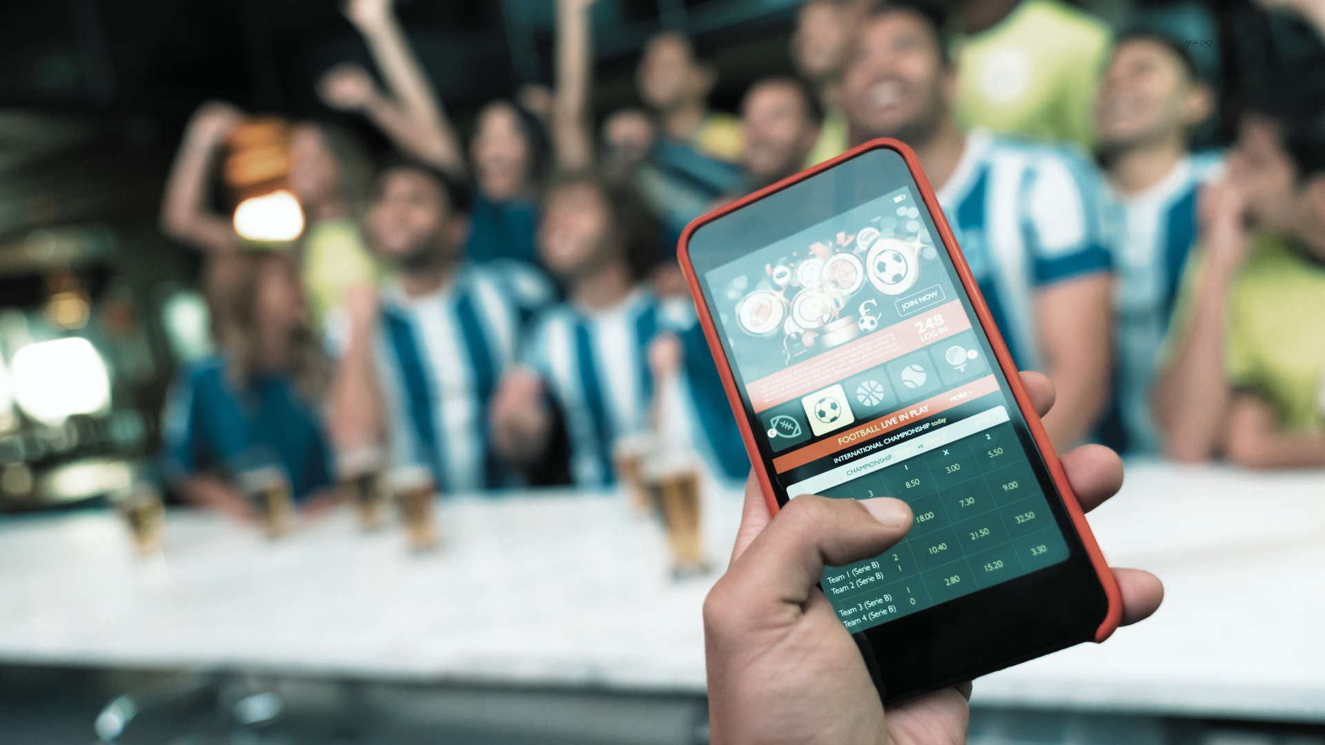 Image shows sports betting during March Madness.