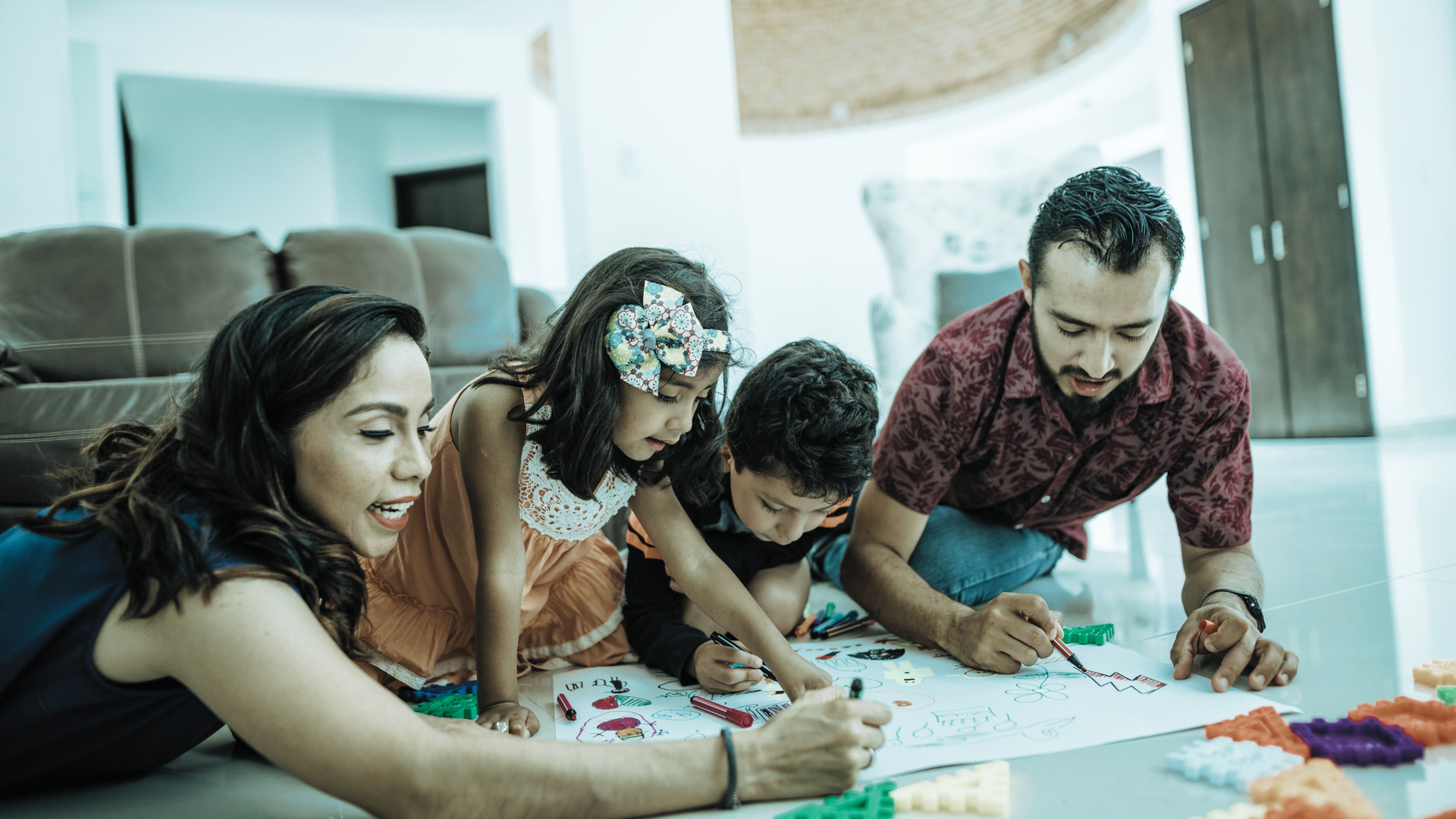 Family supporting their children's mental health by spending time together.