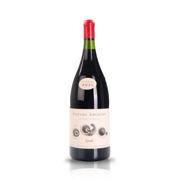 bottiglia di vino rosso con tappo rosso