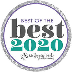 Best of the Best 2020 award badge with purple border and WeddingAndParty.net logo