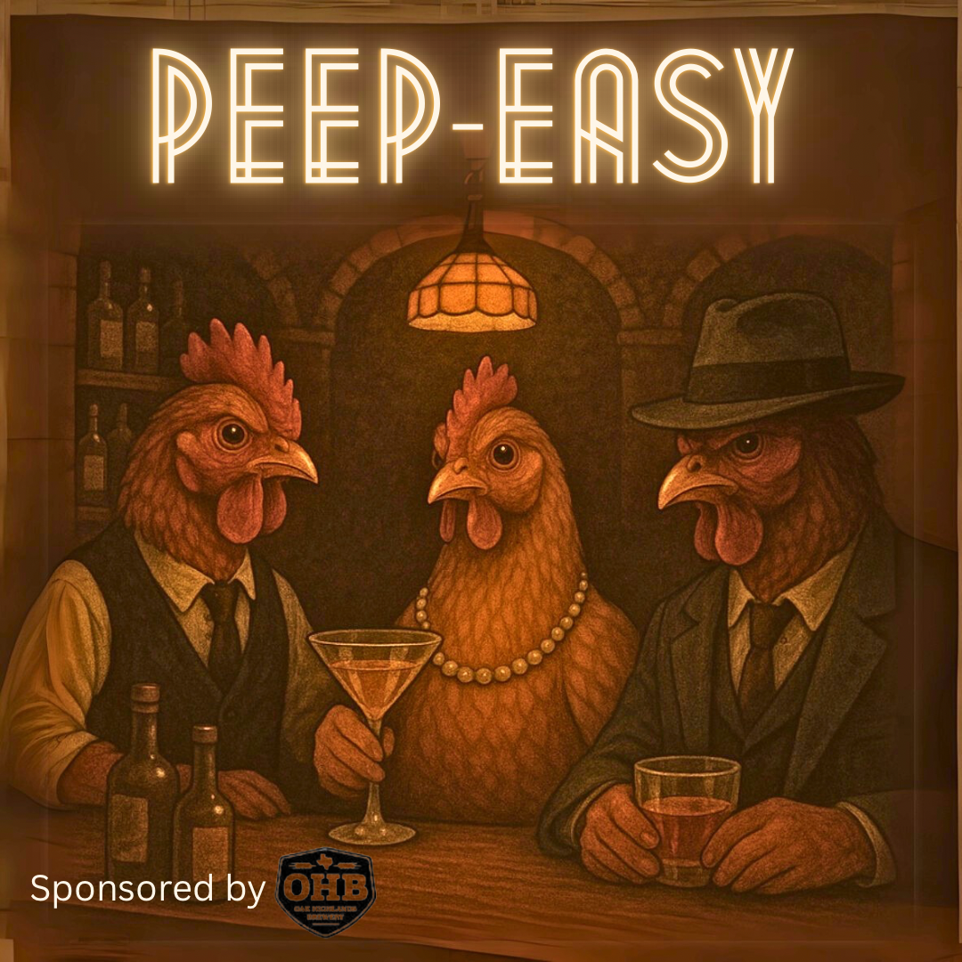 Chickens Dressed Like the Roaring 20ites and Drinking 