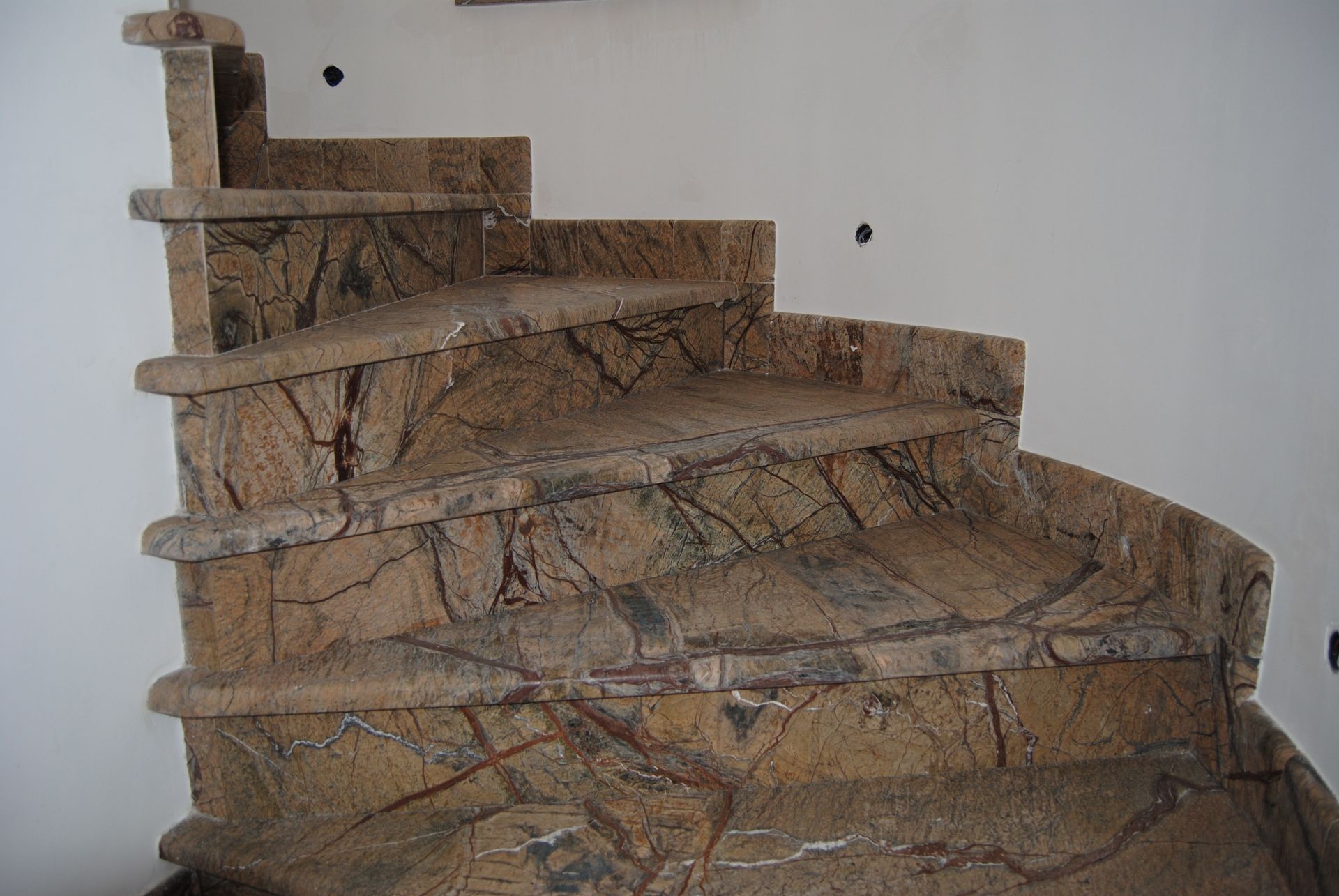 Striped marble staircases