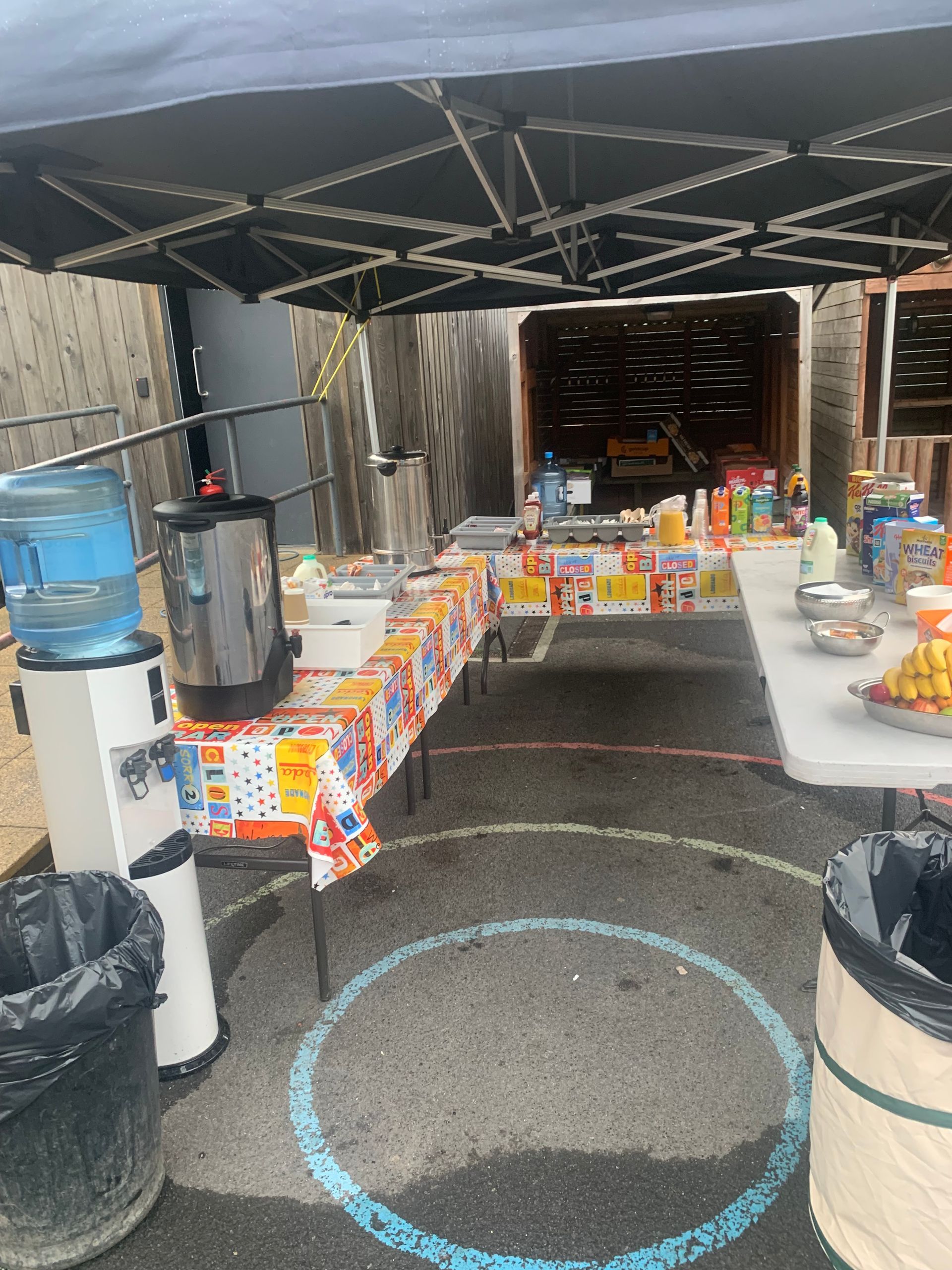 Film set catering breakfast table