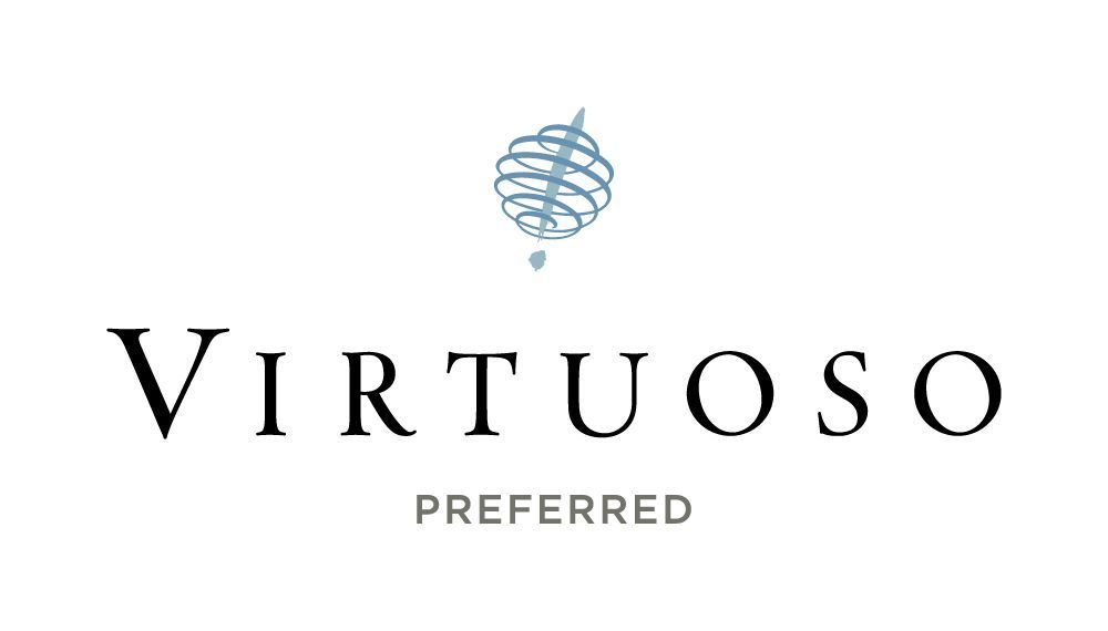 Virtuoso Preferred logo: a stylized wire-frame globe above the word 