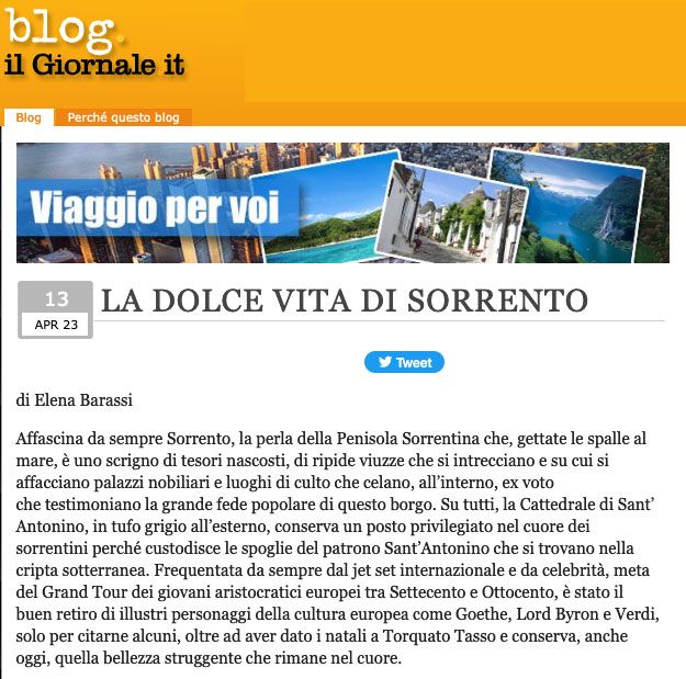 A blog post from il Giornale titled 