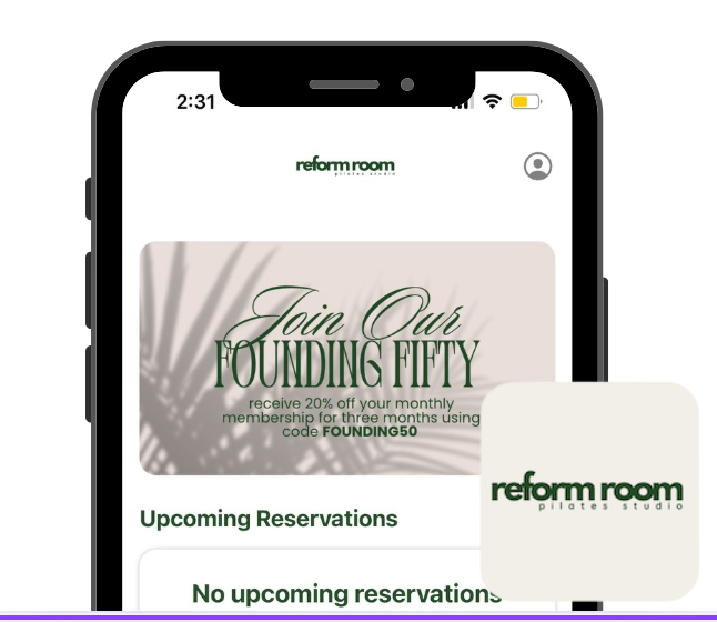 Founding Fifty Promotion. Recieve 20% off your monthly membership for three months using code FOUNDING50