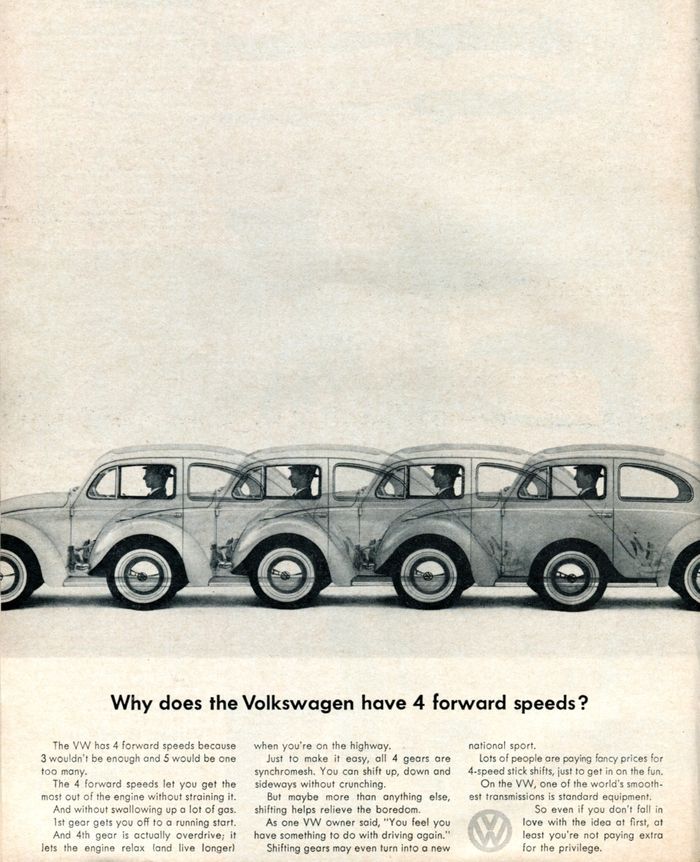 A black and white advertisement for the volkswagen beetle