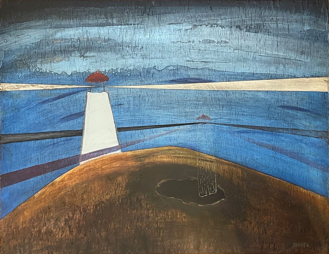 No. 8, Single Lighthouse, Second Silhouette Lighthouse, Brown Earth