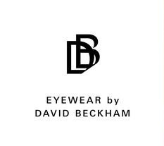 David Beckham Eyewear-Logo mit überlappenden schwarzen Buchstaben „DB“ über dem Text „EYEWEAR by DAVID BECKHAM“.