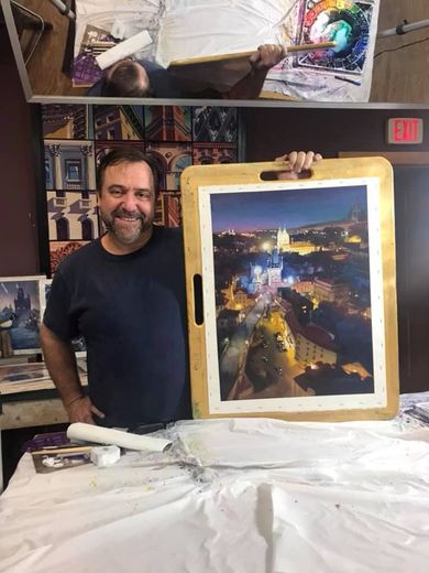 Watercolor Artist Paul Jackson Creating a Watercolor Painting With Orange, Yellow & Green Tones