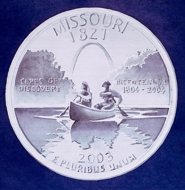 A Painting of a Missouri Quarter By Watercolor Artist Paul Jackson. Learn More About His Work.
