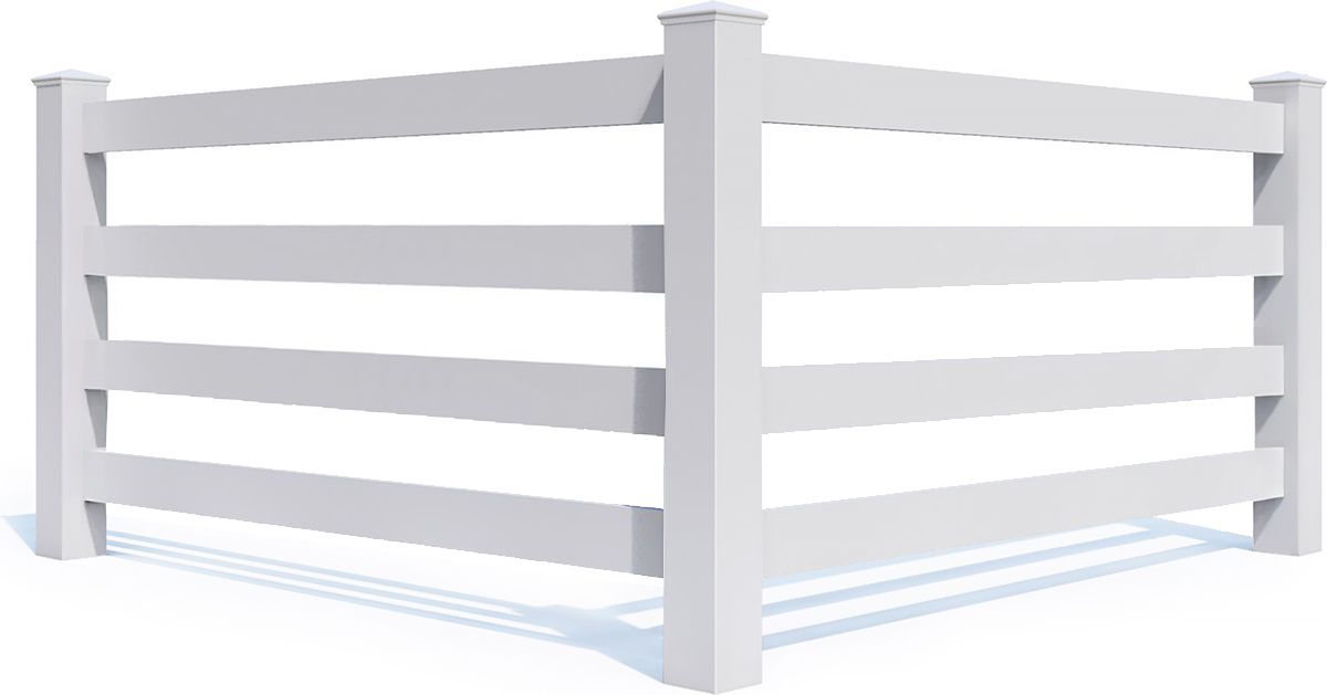 Wooden corner fence with an X-shaped design on its panels, set against a white background.