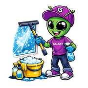 A green alien wearing a purple