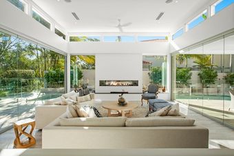 Living Room with Glass Walls — Building Services in Noosaville, QLD