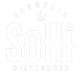 A white outlined logo for 