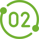 The number 02 is in a green circle on a white background.