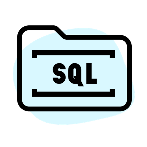 Folder icon with "SQL" label. Light blue background.