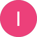 A pink circle with a white line in the middle.