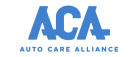 The aca auto care alliance logo is blue and white on a white background.
