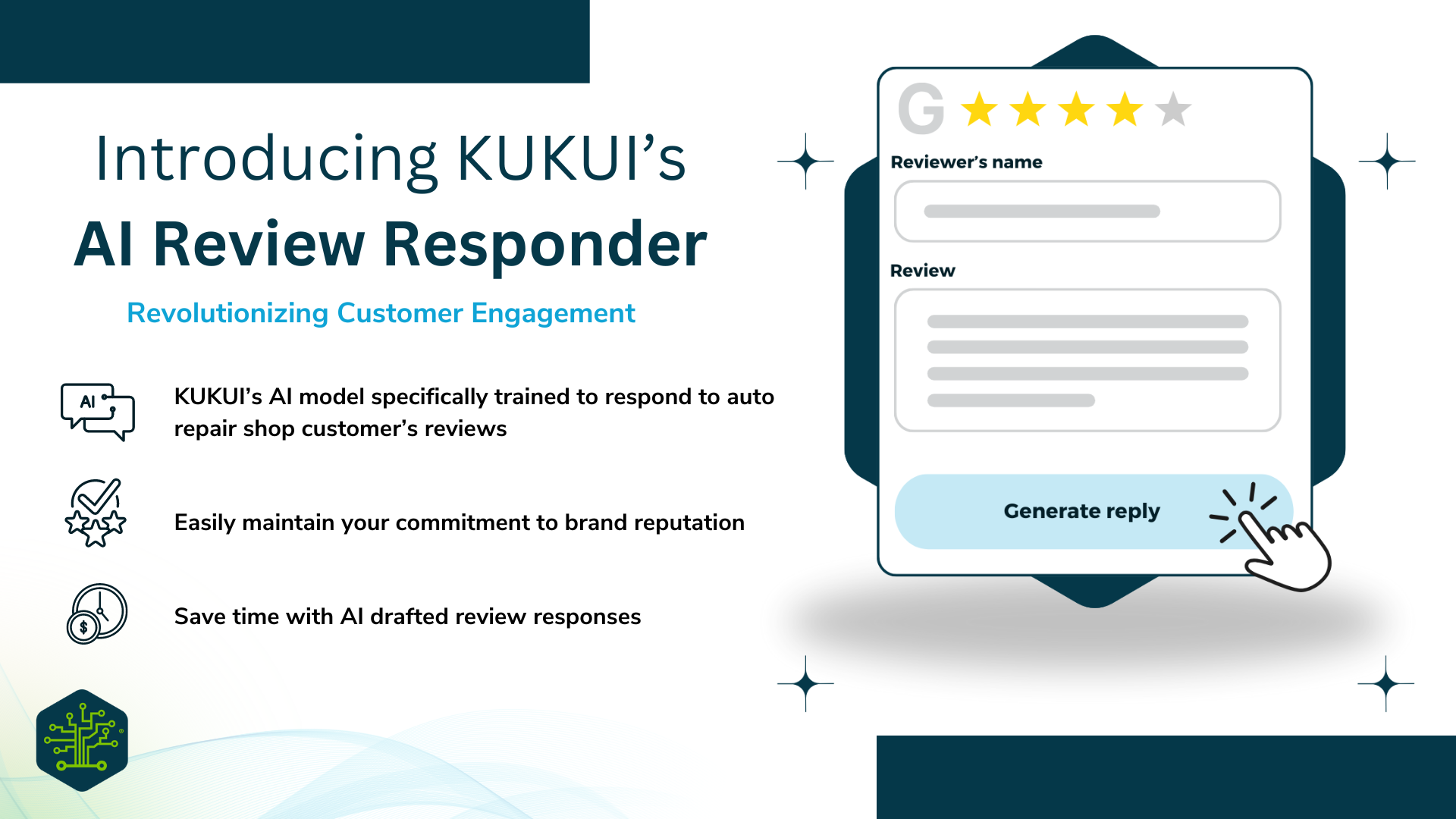 An advertisement for KUKUI 's AI Review Responder.