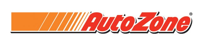 A red and orange logo for autozone on a white background