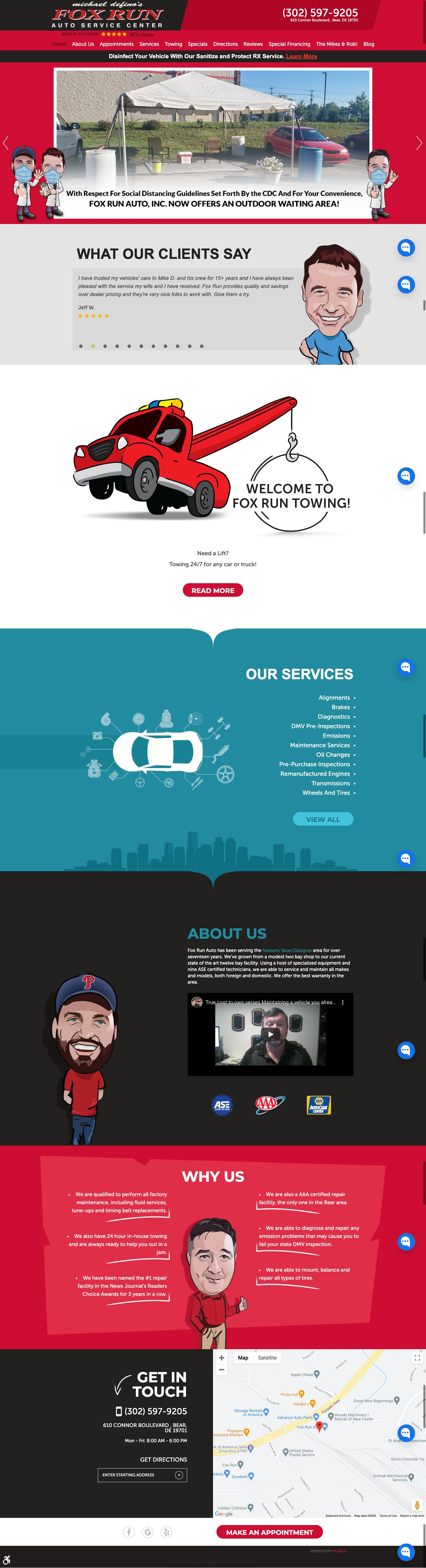 A screenshot of a website with a tow truck on it.