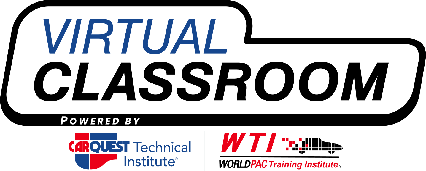 A logo for a virtual classroom powered by carquest technical institute