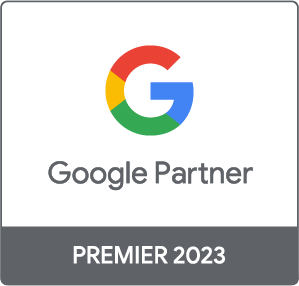 The google partner premier 2023 logo is shown on a white background.
