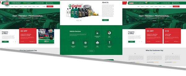 A castrol website is displayed on a computer screen.