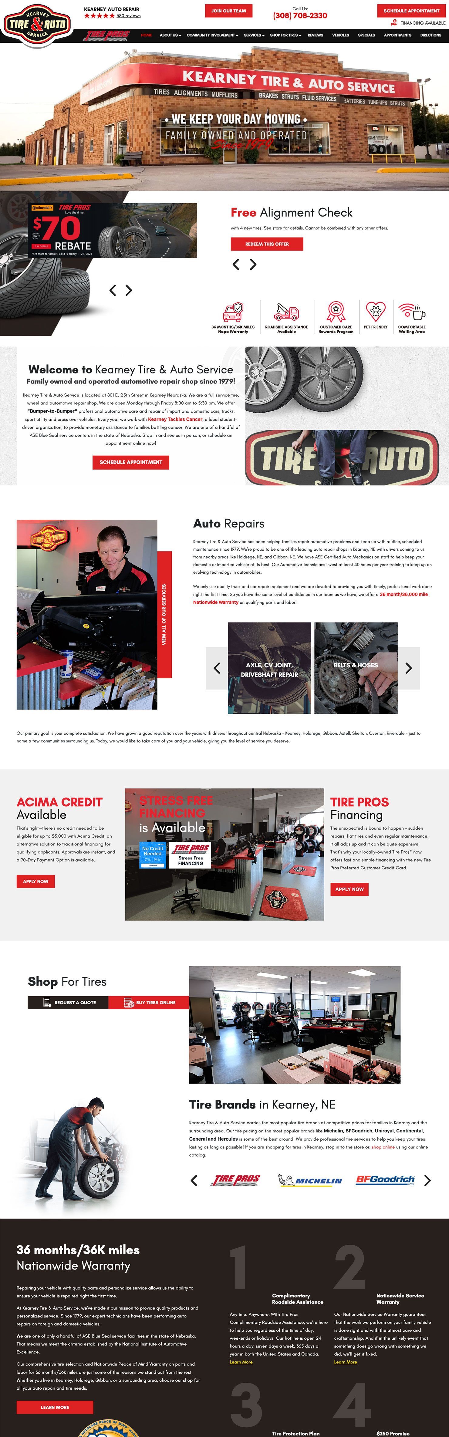 A screenshot of a website for a car repair shop.