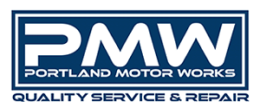 The logo for portland motor works quality service and repair