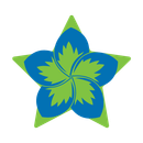 A blue and green flower in the shape of a star