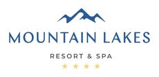 A logo for mountain lakes resort and spa with a mountain in the background.