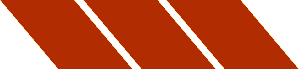 Three tilted, rust-colored bars with white spaces between, on a white background.