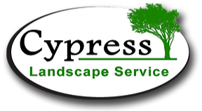 A logo for cypress landscape service with a tree on it