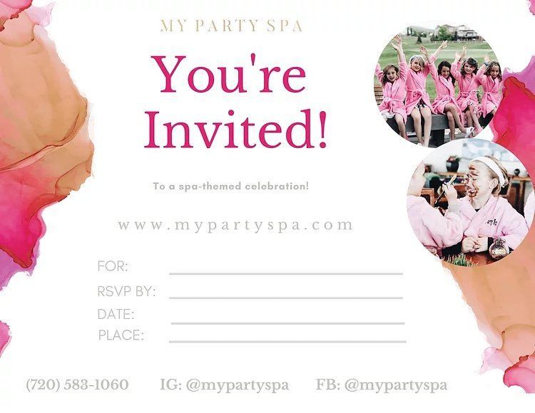 Spa Theme Invitation — Centennial, CO — My Party Spa