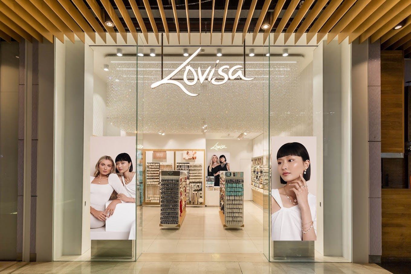 a store called lovisa has a large glass door