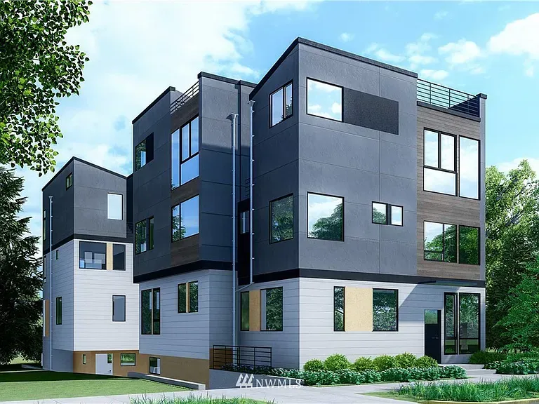 An artist 's impression of a modern apartment building with a lot of windows.