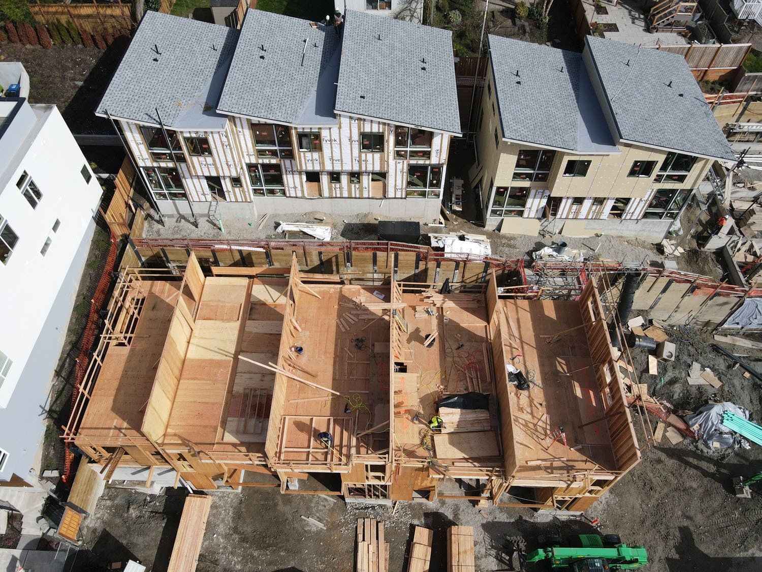 An aerial view of a building under construction