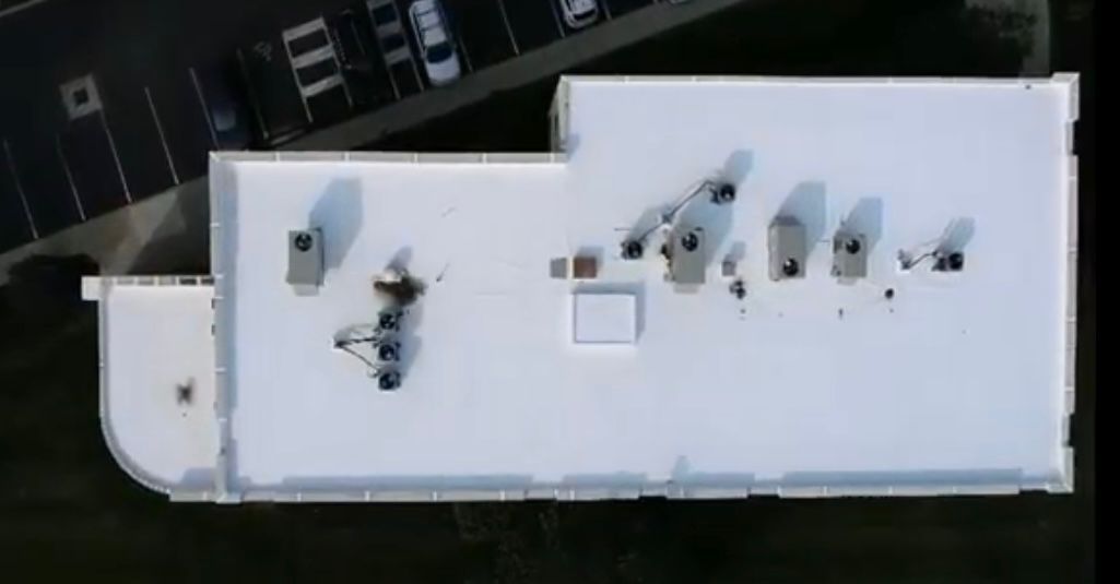 An aerial view of a building