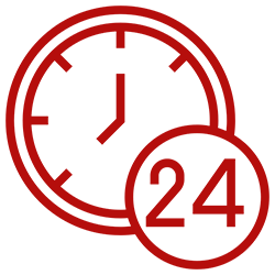 Icona Assistenza 24 su 24 365 giorni l'anno